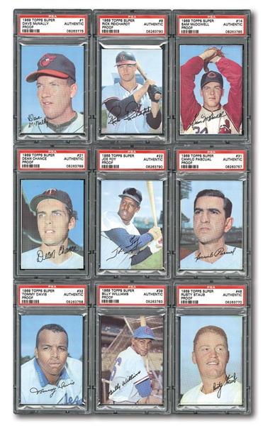1969 TOPPS SUPER FULL PRODUCTION BACK PROOF LOT OF 11 DIFFERENT
