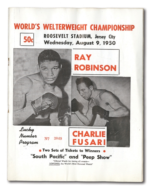 1950 SUGAR RAY ROBINSON VS. CHARLIE FUSARI WORLD WELTERWEIGHT CHAMPIONSHIP FIGHT PROGRAM