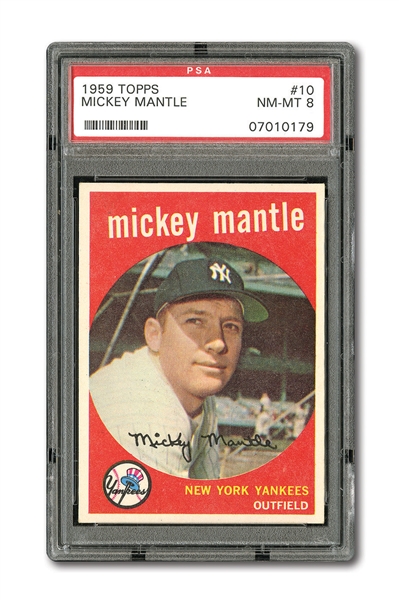 1959 TOPPS #10 MICKEY MANTLE NM-MT PSA 8