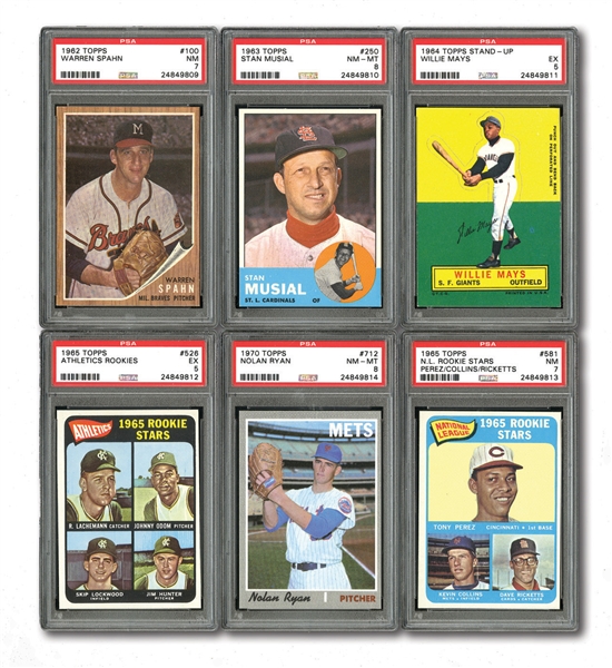 1962-1970 TOPPS PSA GRADED HALL OF FAME LOT OF 6