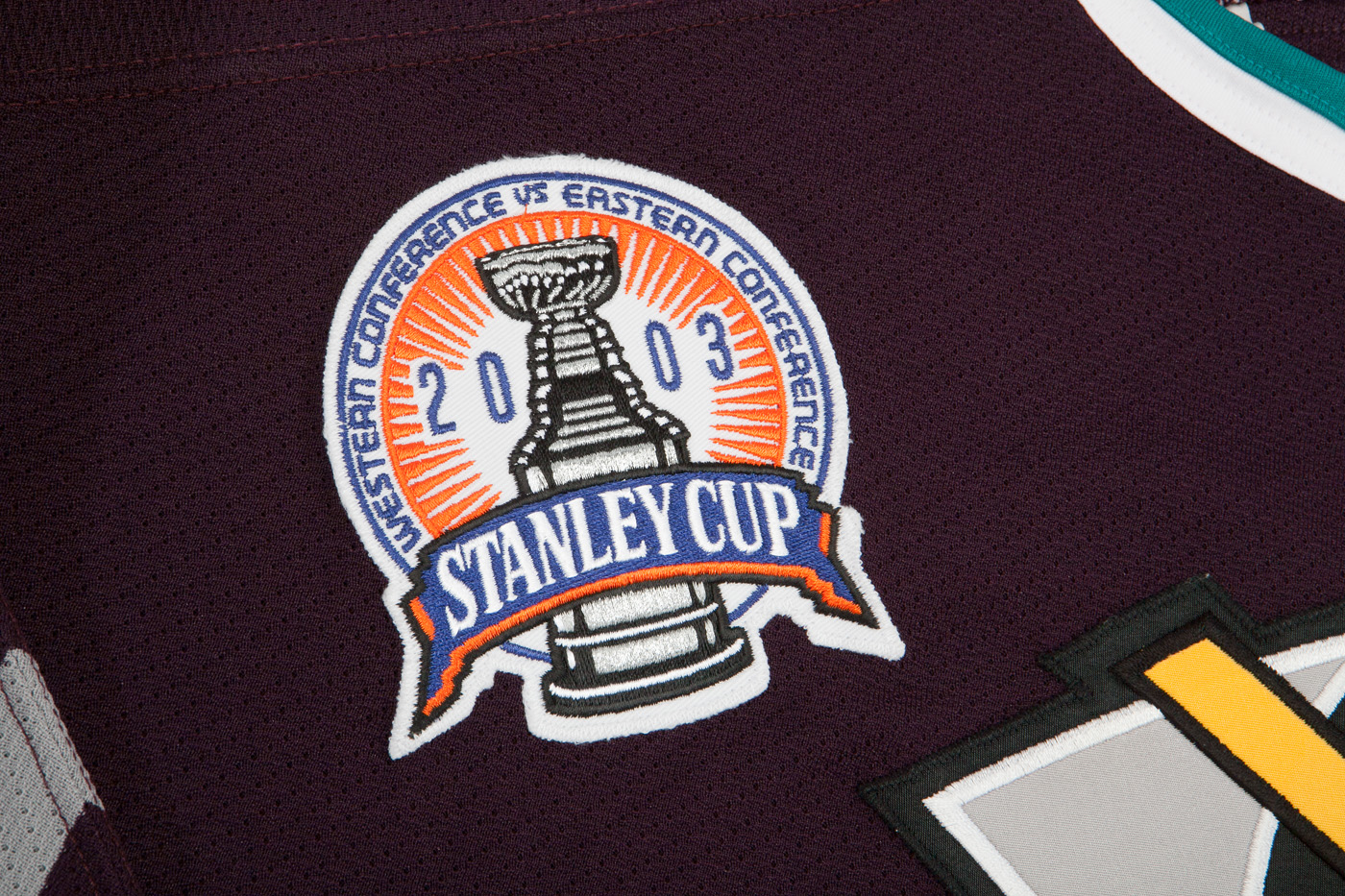 Lot Detail - 2002-03 PETR SYKORA ANAHEIM MIGHY DUCKS GAME WORN ROAD JERSEY  WITH 2003 STANLEY CUP FINALS PATCH (MEIGRAY, NSM COLLECTION)