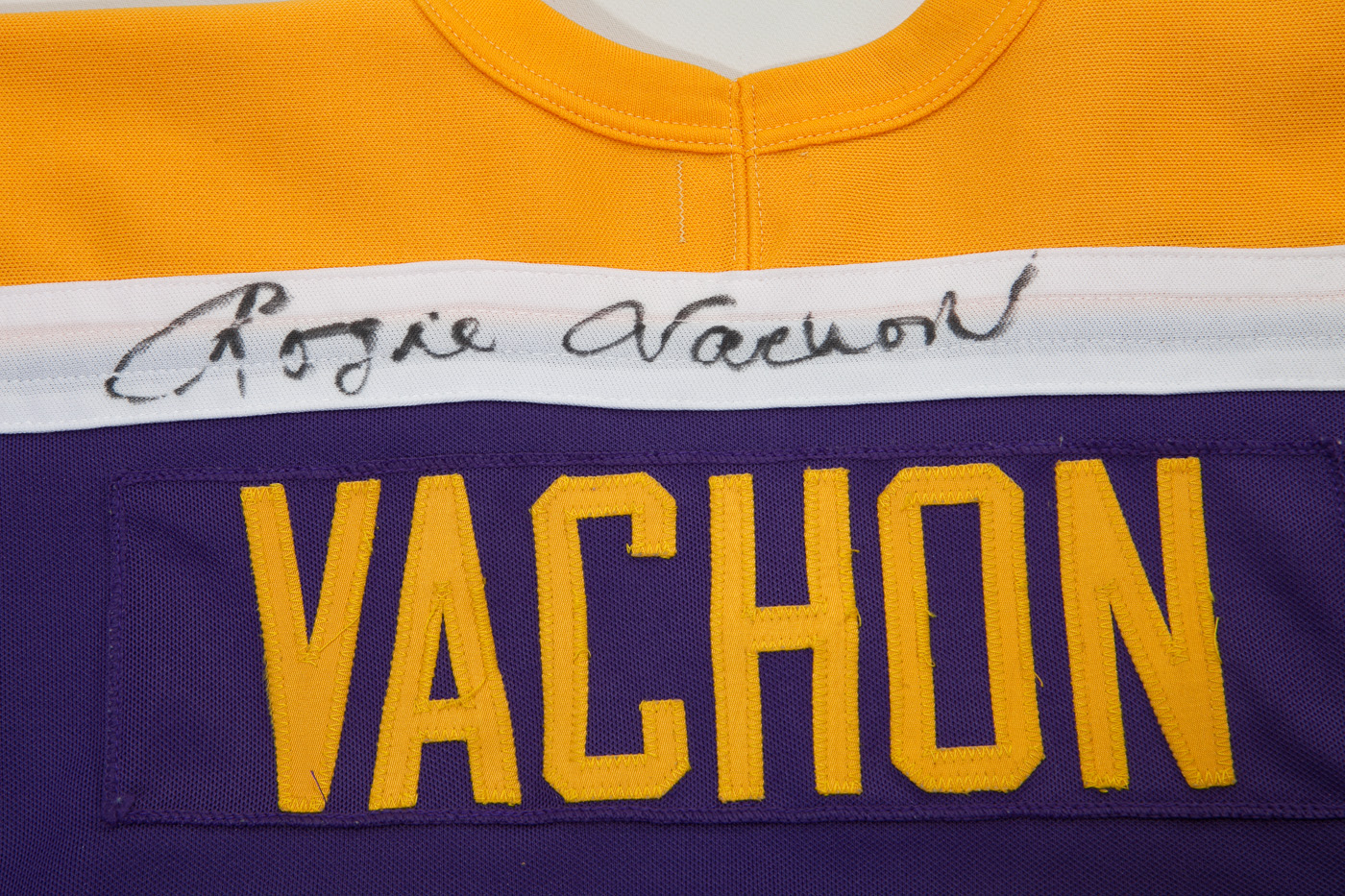 No30 Rogie Vachon Yellow/Purple CCM Throwback Stitched Jersey