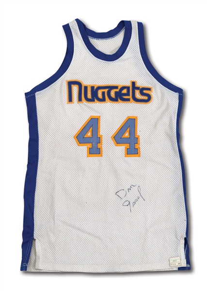 C. LATE 1970S DAN ISSEL AUTOGRAPHED DENVER NUGGETS GAME WORN HOME JERSEY