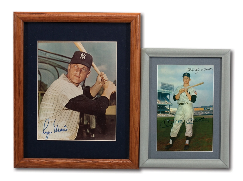 MICKEY MANTLE AND ROGER MARIS PAIR OF FRAMED COLOR PHOTOS