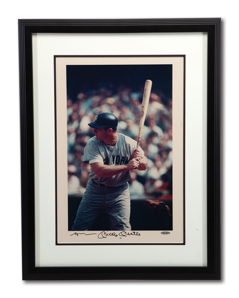 MICKEY MANTLE SIGNED 16X20 UDA NEIL LEIFER PHOTO (LIMITED EDITION 136 OF 500)
