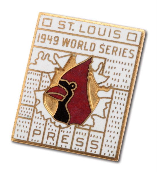 1949 ST. LOUIS CARDINALS PHANTOM WORLD SERIES PRESS PIN IN ORIGINAL BALFOUR BOX