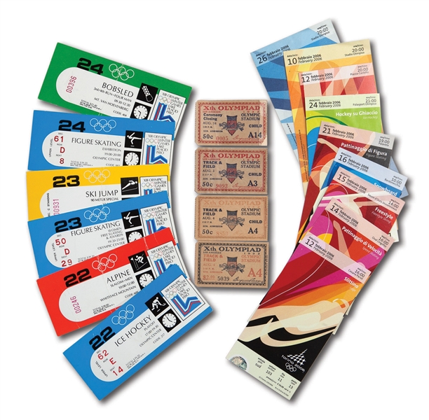 OLYMPIC GAMES TICKET LOT OF (19) FEAT. 1980 LAKE PLACID "MIRACLE ON ICE" USA-USSR HOCKEY GAME AND (4) 1932 LOS ANGELES STUBS (NSM COLLECTION)