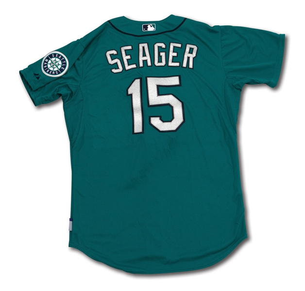 4/25/2014 KYLE SEAGER SEATTLE MARINERS GAME WORN (VS. TEX) HOME ALTERNATE JERSEY (MLB AUTH.)