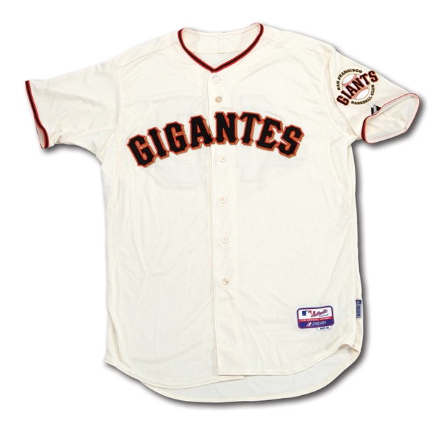 9/13/2014 MADISON BUMGARNER SAN FRANCISCO "GIGANTES" GAME WORN (VS. DODGERS) HOME JERSEY (MLB AUTH.)