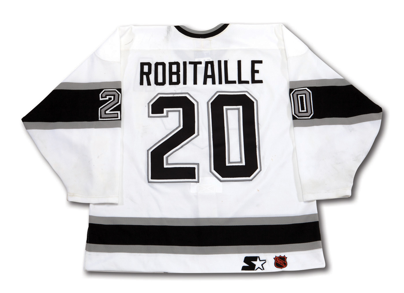 Lot Detail - 1997-98 LUC ROBITAILLE AUTOGRAPHED LOS ANGELES KINGS GAME WORN  HOME JERSEY (KINGS LOA, NSM COLLECTION)