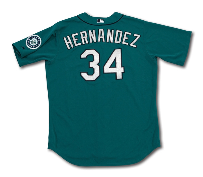 4/25/2014 FELIX HERNANDEZ SEATTLE MARINERS GAME WORN (VS. TEX) HOME ALTERNATE JERSEY (MLB AUTH.)