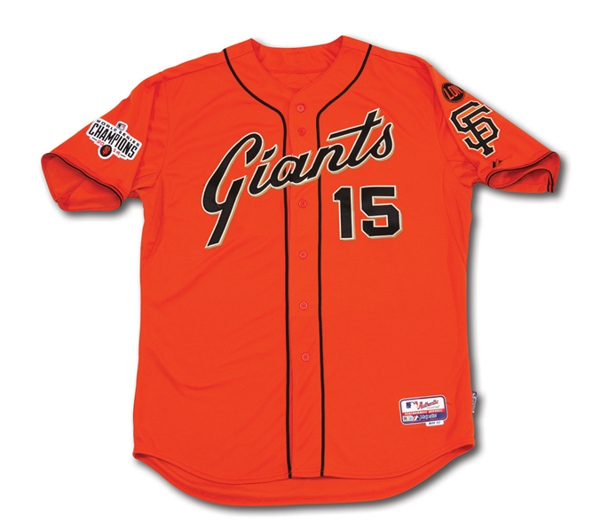 8/28/2015 BRUCE BOCHY SAN FRANCISCO GIANTS GAME WORN (VS. STL) "ORANGE FRIDAY" HOME MANAGERS JERSEY (MLB AUTH.)