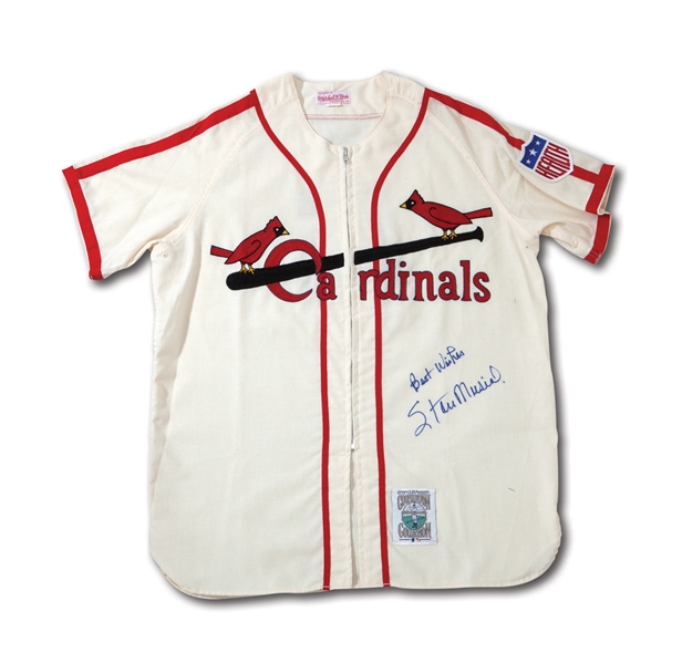 STAN MUSIAL SIGNED AND INSCRIBED ST. LOUIS CARDINALS MITCHELL & NESS HOME JERSEY