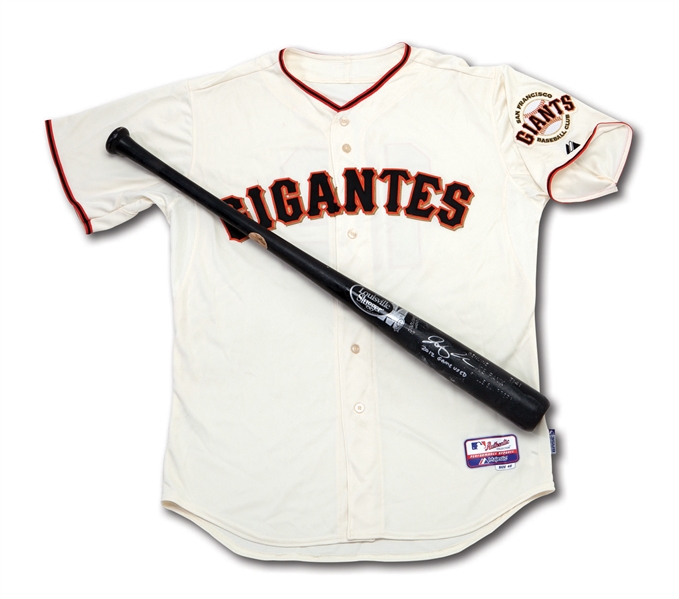 9/13/2014 JOE PANIK SAN FRANCISCO "GIGANTES" GAME WORN (VS. LAD) HOME JERSEY AND 2012 MINOR LEAGUE (PRE-ROOKIE) GAME USED & SIGNED BAT (MLB AUTH.)