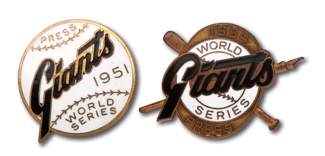 1951 AND 1954 NEW YORK GIANTS WORLD SERIES PRESS PINS