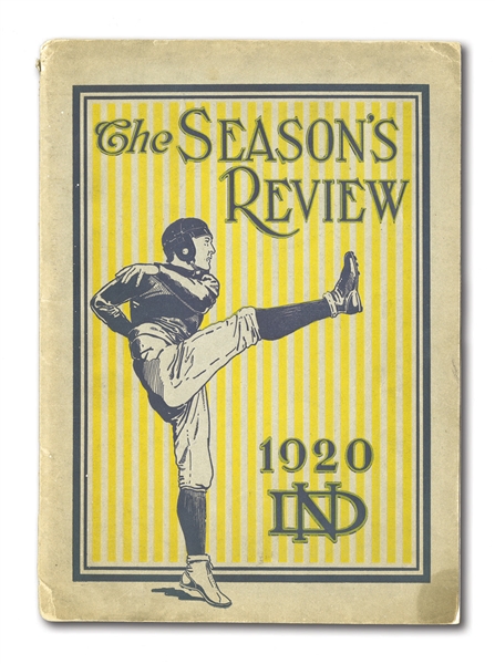 1920 NOTRE DAME FOOTBALL (UNDEFEATED NATIONAL CHAMPIONS) "THE SEASONS REVIEW" PUBLICATION