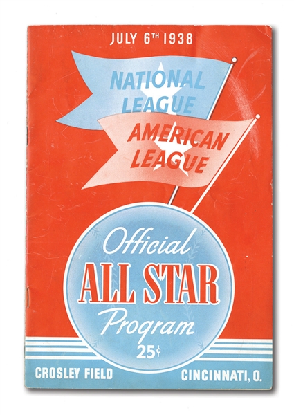 1938 MAJOR LEAGUE BASEBALL ALL-STAR GAME PROGRAM