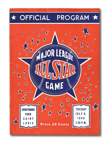 1940 MAJOR LEAGUE BASEBALL ALL-STAR GAME PROGRAM
