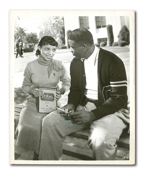 JACKIE ROBINSON SIGNED VINTAGE PHOTO FROM "THE JACKIE ROBINSON STORY"