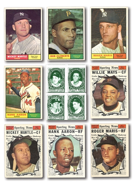 1961 TOPPS (28) AND FLEER (12) BASEBALL LOT OF 40 - LOADED WITH HALL OF FAMERS AND STARS PLUS MORE