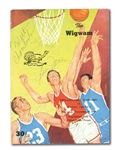 11/26/1959 PHILADELPHIA WARRIORS VS. BOSTON CELTICS GAME PROGRAM SIGNED BY WILT CHAMBERLAIN (ROOKIE), BILL RUSSELL, SAM JONES & K.C. JONES