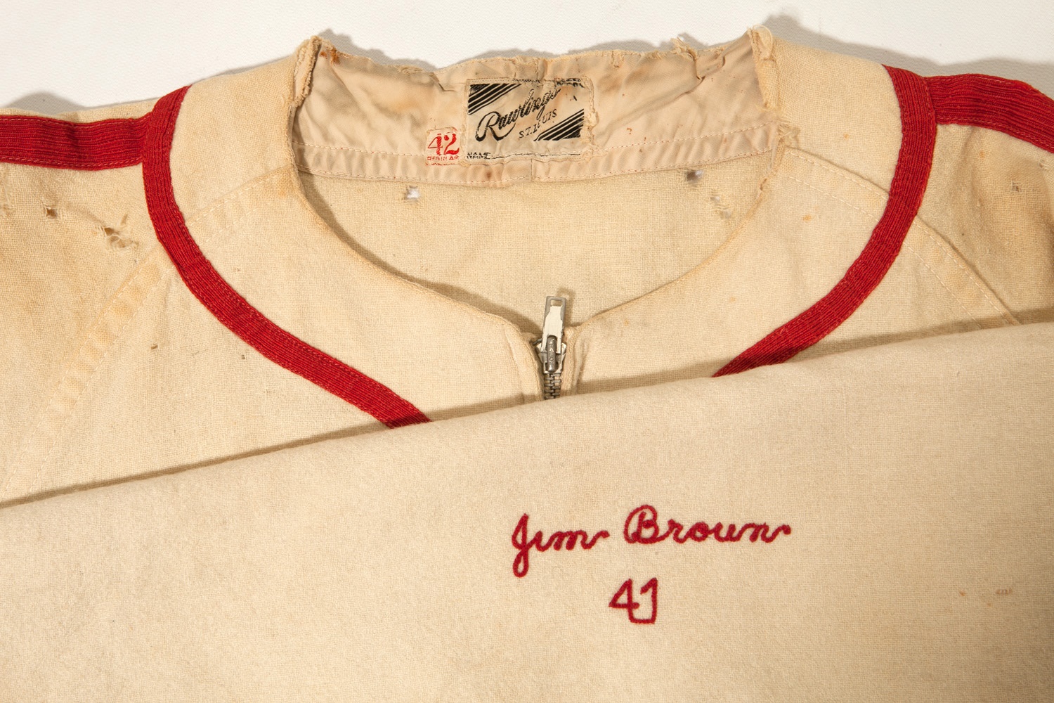 Lot Detail - 1941 JIMMY BROWN ST. LOUIS CARDINALS GAME WORN HOME JERSEY