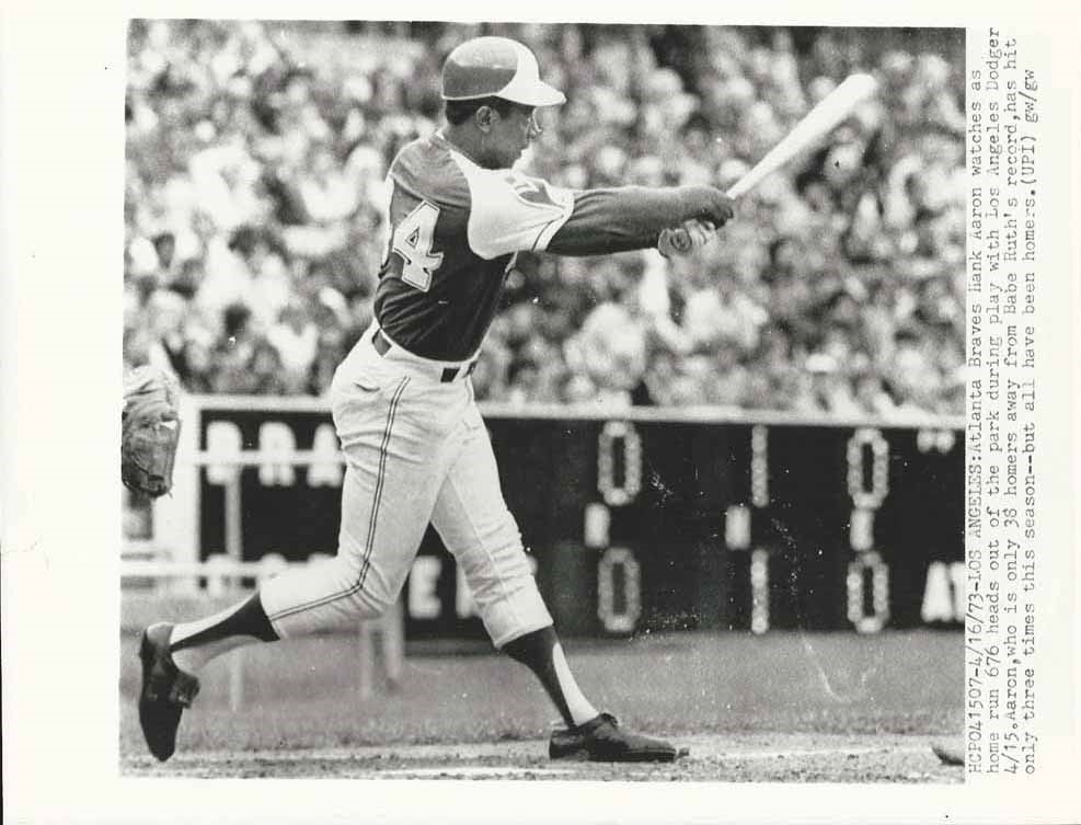 Atlanta Braves 1973 Hank Aaron BLUE Stitched Throwback Jersey Size