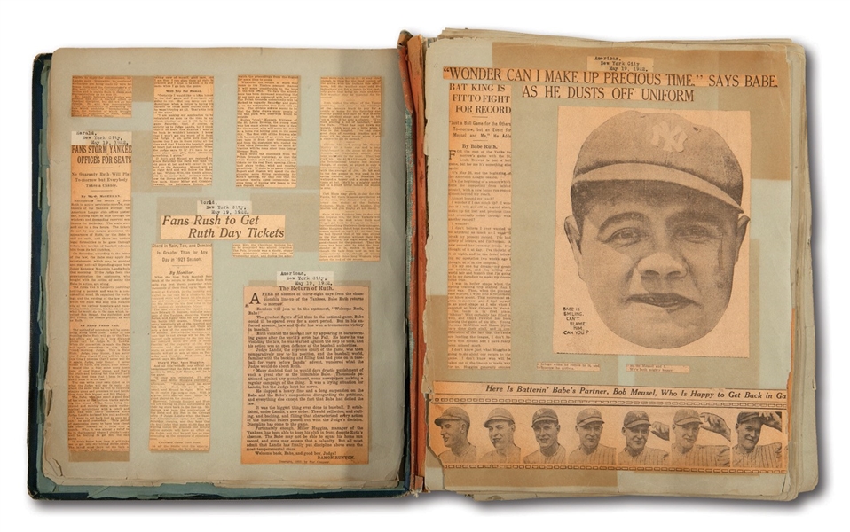 BABE RUTHS 1922 PERSONAL SCRAPBOOK CREATED FOR HIM BY CHRISTY WALSH (RUTH FAMILY LOA)