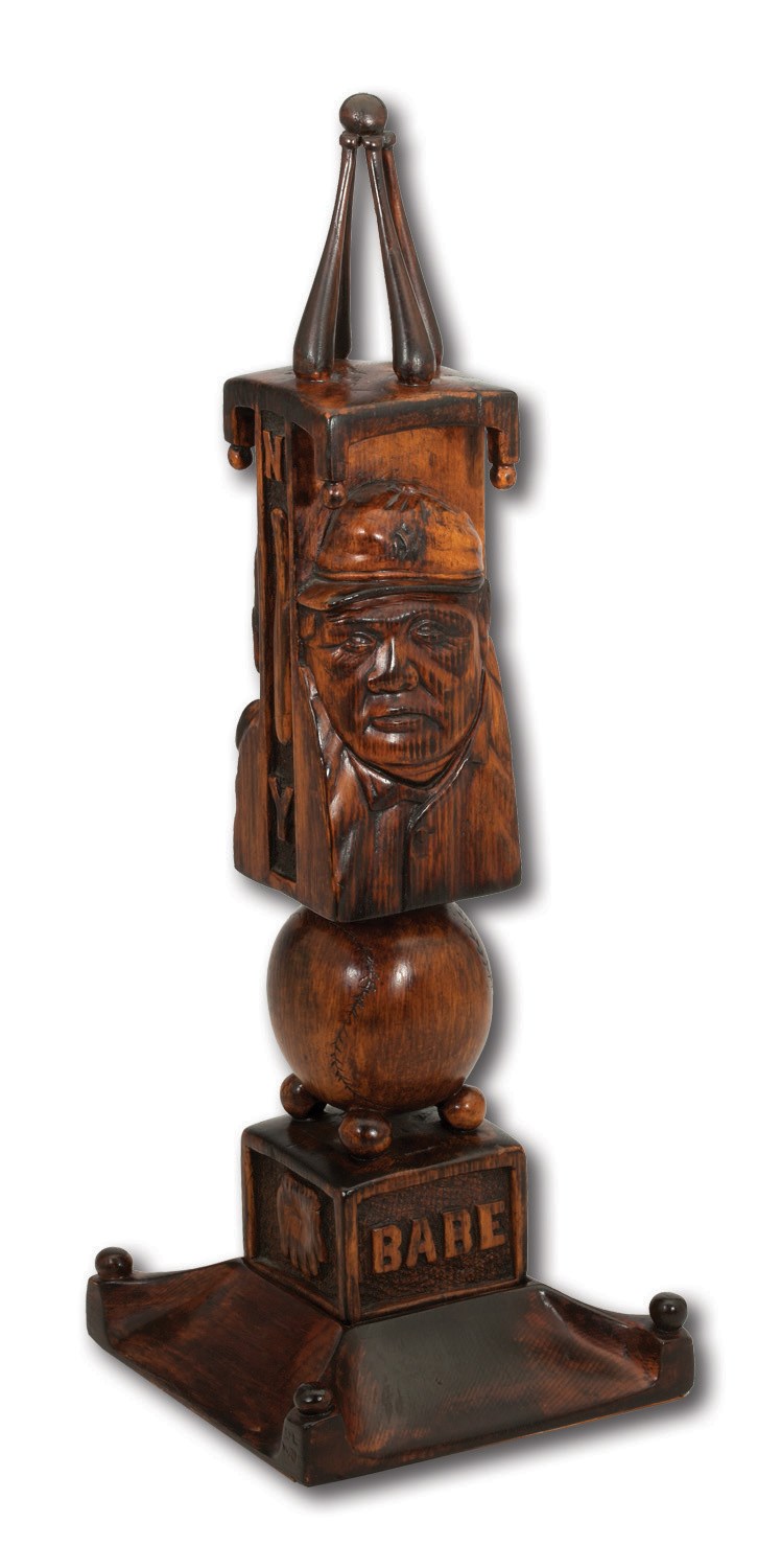 Lot Detail - BABE RUTH'S 1933 CARVED WOODEN FOLK ART STATUE WITH