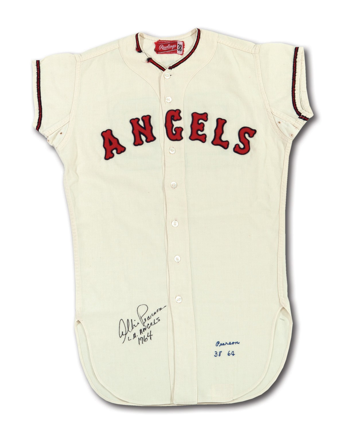 Lot Detail - 1964 ALBIE PEARSON LOS ANGELES ANGELS GAME WORN HOME JERSEY  (DELBERT MICKEL COLLECTION)