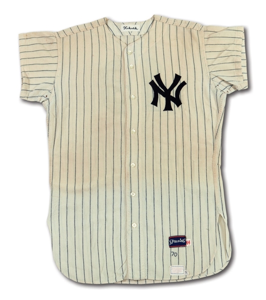 1970 MIKE KEKICH NEW YORK YANKEES GAME WORN HOME JERSEY (DELBERT MICKEL COLLECTION)