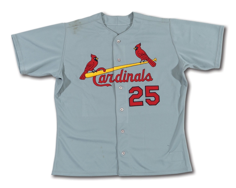 1999 MARK MCGWIRE ST. LOUIS CARDINALS GAME WORN ROAD JERSEY (DELBERT MICKEL COLLECTION)