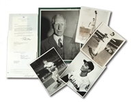 LOU BRISSIES COLLECTION OF AUTOGRAPHED PHOTOGRAPHS (4) AND SIGNED CORRESPONDENCE (2) INCL. ITEMS FROM CONNIE MACK, TED WILLIAMS, RICHARD NIXON, ETC. (BRISSIE FAMILY LOA)