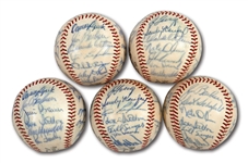 WALTER ALSTONS LOT OF (5) 1966 NL CHAMPION LOS ANGELES DODGERS TEAM SIGNED BASEBALLS (ALSTON COLLECTION)