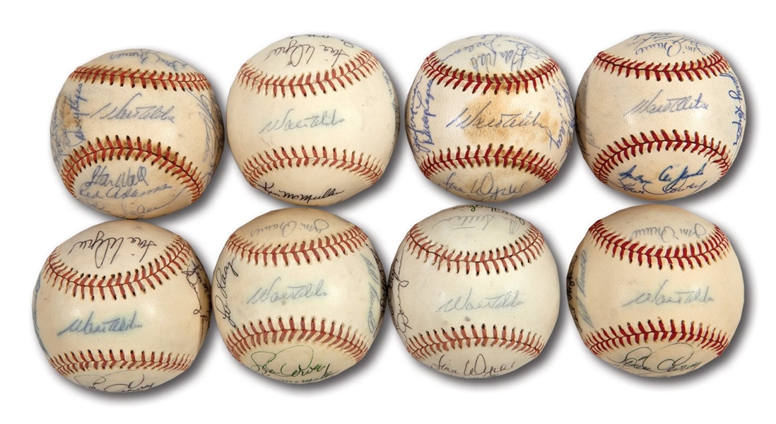 WALTER ALSTONS LOT OF (8) 1974 LOS ANGELES DODGERS NATIONAL LEAGUE CHAMPION TEAM SIGNED AND PARTIAL TEAM SIGNED BASEBALLS (ALSTON COLLECTION)
