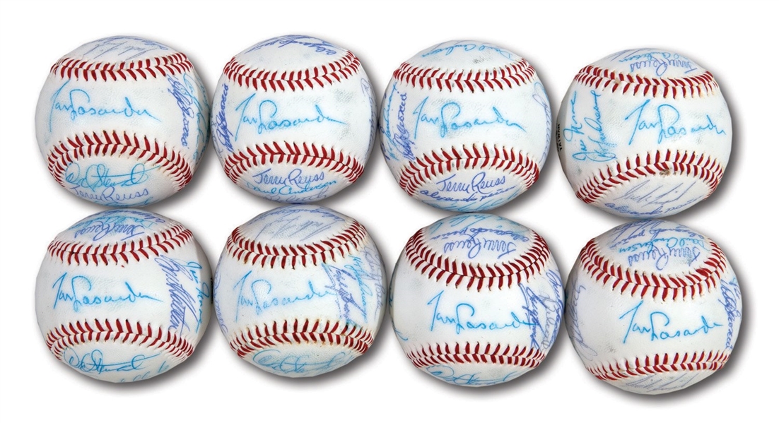 WALTER ALSTONS LOT OF (8) 1983 LOS ANGELES DODGERS TEAM SIGNED BASEBALLS (ALSTON COLLECTION)