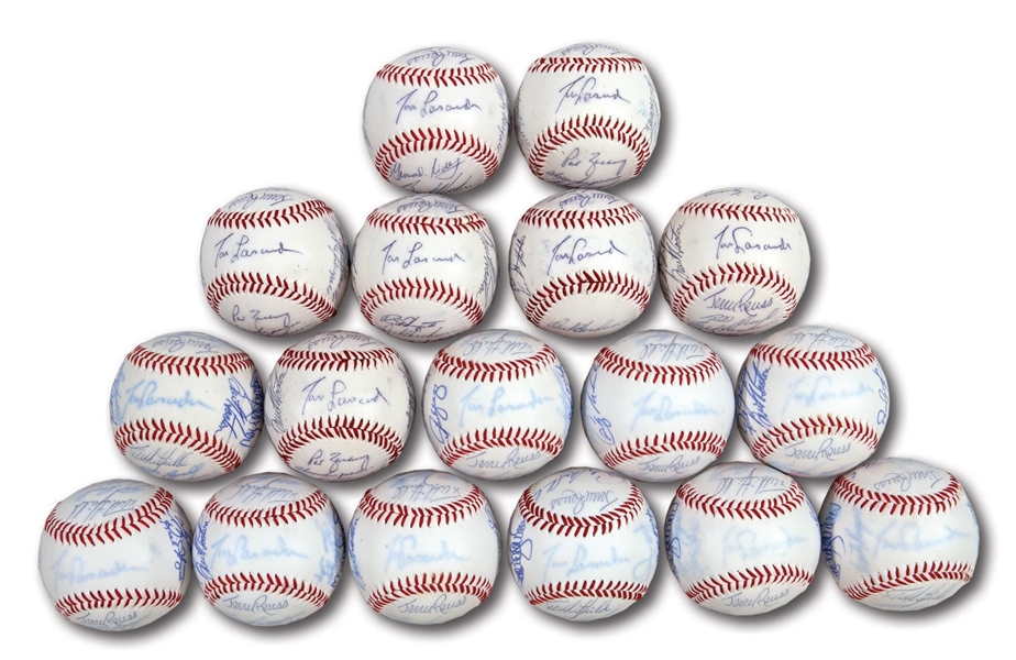 WALTER ALSTONS LOT OF (17) 1984 LOS ANGELES DODGERS TEAM SIGNED BASEBALLS (ALSTON COLLECTION)