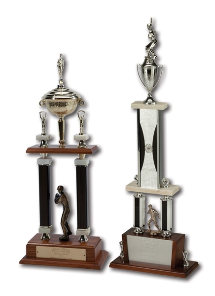 WALTER ALSTONS 1974 NATIONAL LEAGUE MANAGER OF THE YEAR AND L.A. DODGERS 20TH YEAR MANAGER TROPHIES PRESENTED BY PENN CENTRAL FAMILY CLUB (ALSTON COLLECTION)