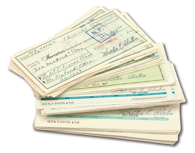 LOT OF (88) WALTER ALSTON SIGNED PERSONAL CHECKS (ALSTON COLLECTION)