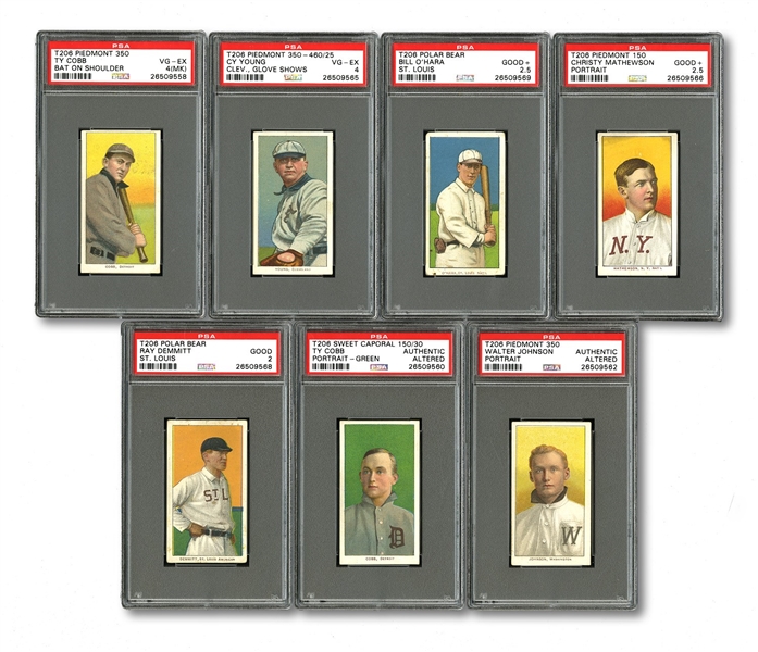 1909-11 T206 WHITE BORDER NEAR COMPLETE SET OF 520 (MISSING BIG 3) WITH 21 GRADED