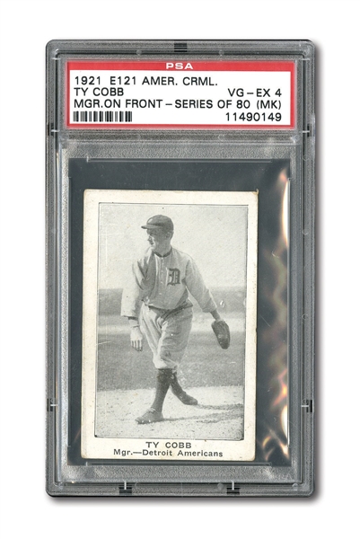 1921 E121 AMERICAN CARAMEL TY COBB (MANAGER ON FRONT) - PSA VG-EX 4 (MK)