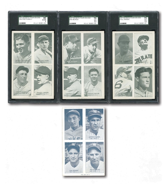 1937 EXHIBITS FOUR-ON-ONE NEAR SET (15/16) WITH 10 SGC GRADED - MISSING ONLY FELLER