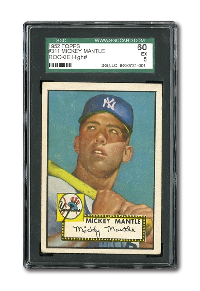 1952 TOPPS #311 MICKEY MANTLE ROOKIE - SGC 60 EX 5