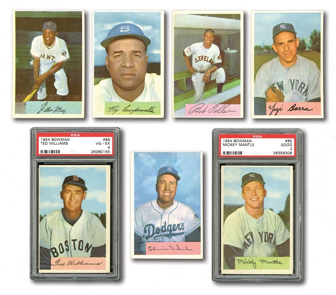 1954 BOWMAN BASEBALL COMPLETE SET OF (224) WITH PSA GRADED #66A TED WILLIAMS