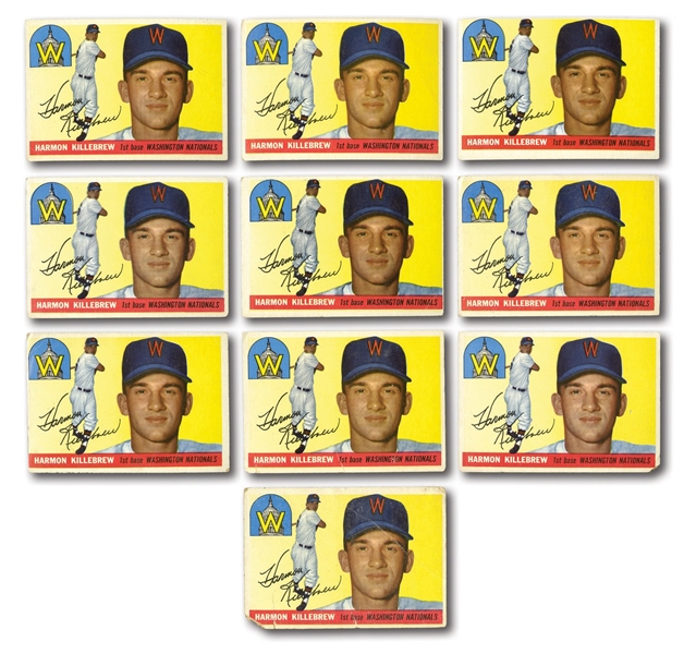 1955 TOPPS #124 HARMON KILLEBREW ROOKIE CARD LOT OF 10