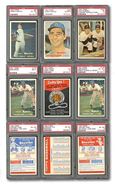 1957 TOPPS BASEBALL COMPLETE MASTER SET OF (421) WITH 76 GRADED - INCLUDES 8 CHECKLIST, 4 CONTEST, BAKEP ERROR & LUCKY PENNY CARDS