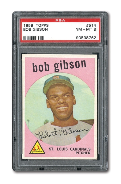 1959 TOPPS #514 BOB GIBSON ROOKIE PSA NM-MT 8