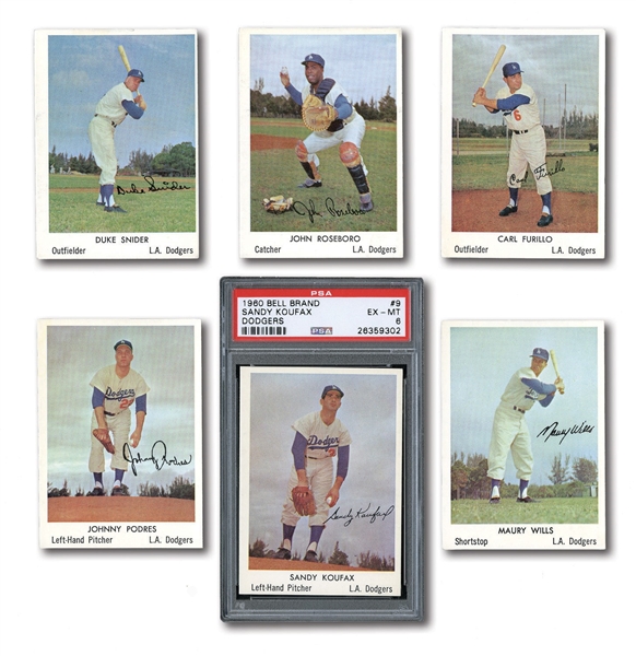 1960 BELL BRAND LOS ANGELES DODGERS COMPLETE SET OF (20) CARDS