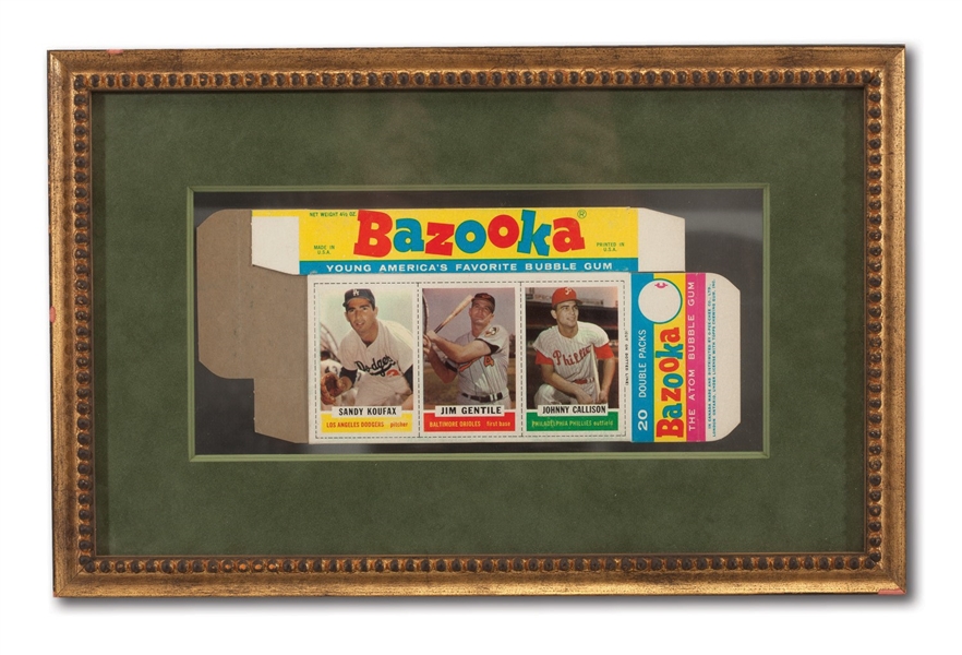 1962 BAZOOKA COMPLETE UNFOLDED BOX FEATURING SANDY KOUFAX