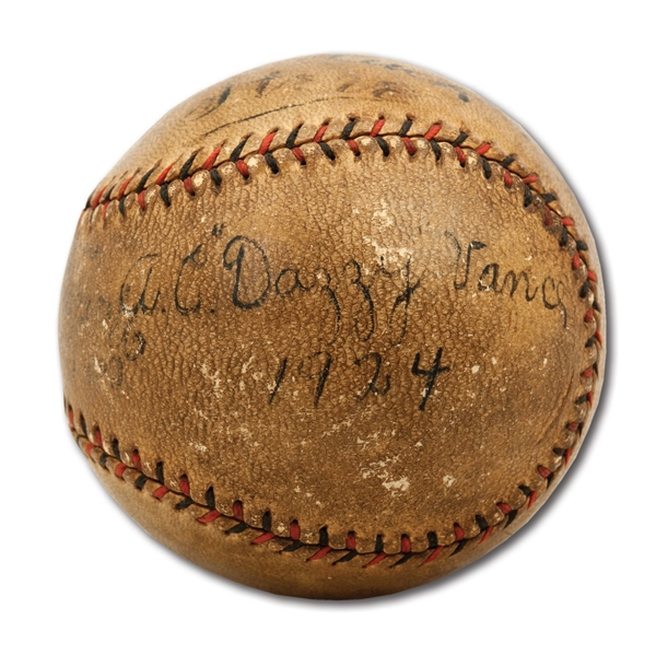 1924 DAZZY VANCE AND STEPHEN W. MCKEEVER DUAL-SIGNED ONL BASEBALL (RARE)